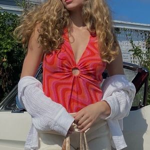 Pink bodysuit halter top from Zara